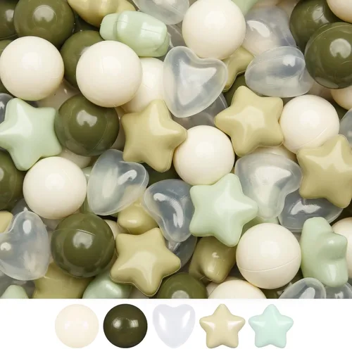 Vista 10 de Bolas de hoyo de TRENDPLAY en forma de estrella y corazón para niños pequeños - 50, 100, 200, 500 piezas de bolas de plástico para diversión y juego