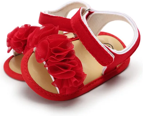 Vista 3 de COSANKIM Sandalias de verano para bebés y niñas con suela suave de flores, zapatos de vestir para cuna, recién nacidos, para recién nacidos