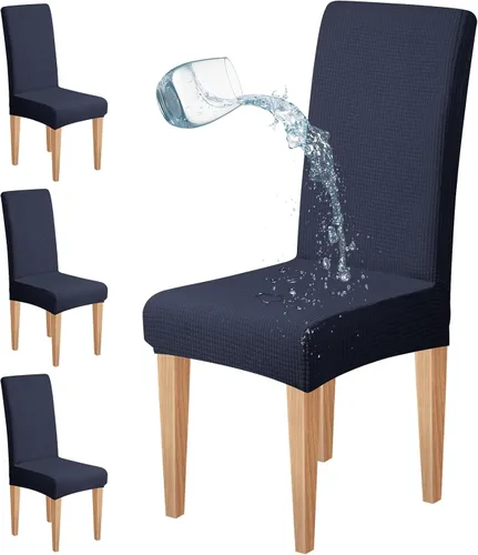 Vista 26 de Dioxide Juego de 4 fundas impermeables para sillas de comedor, fundas elásticas para sillas de comedor, fundas para sillas Parson, extraíbles