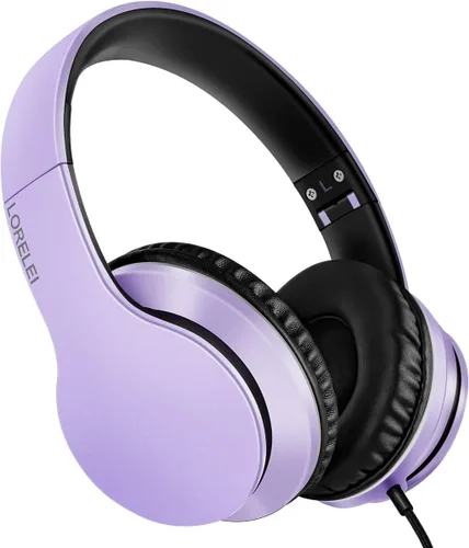 Vista 11 de LORELEI X6 Auriculares Over-Ear con Micrófono, Ligeros Plegables y Portátiles con Graves Estéreo con Cable de 1.45M Sin Enredos para Smartphone