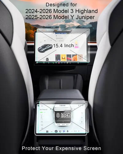 Vista 2 de Protector de pantalla para Tesla Model Y Modelo 3 Protector de pantalla de vidrio de 15.4 "Protector de pantalla de vidrio para asiento trasero 8