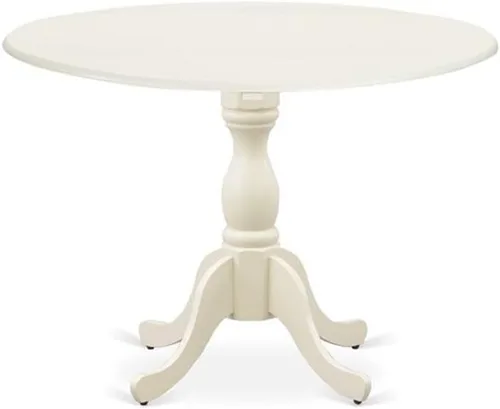 Vista 3 de East West Furniture DMGR3-LWH-W - Juego de comedor de 3 piezas que contiene una mesa de comedor redonda con gotas y 2 sillas de cocina, 42 x 42