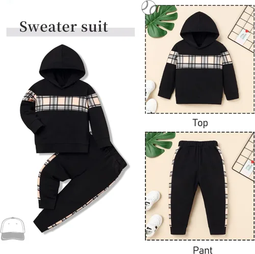 Vista 2 de Conjunto de sudadera de manga larga con capucha y pantalones para niños pequeños