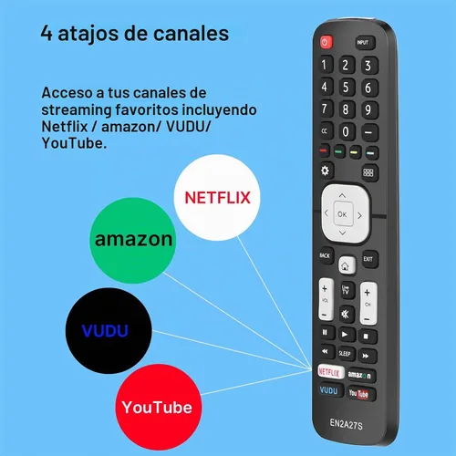 Vista 4 de Para Hisense Smart TV Control Remoto Reemplazo EN2A27, para Hisense Android/Google/LCD ULED OLED HD 4K UHD Smart TV