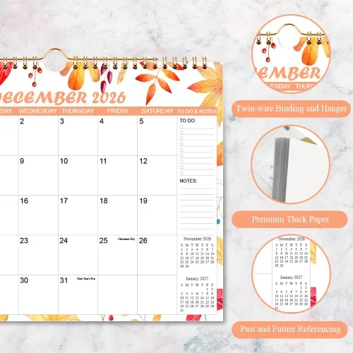 Vista 2 de Calendario 2026-2027 – Calendario de pared de enero de 2026 a junio de 2027, planificador mensual de 18 meses con diseños de temporada