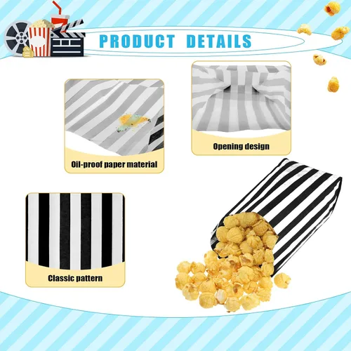 Vista 4 de 100 bolsas de papel para palomitas de maíz, porciones individuales, pequeñas bolsas de palomitas de maíz para fiestas, desechables, aperitivos
