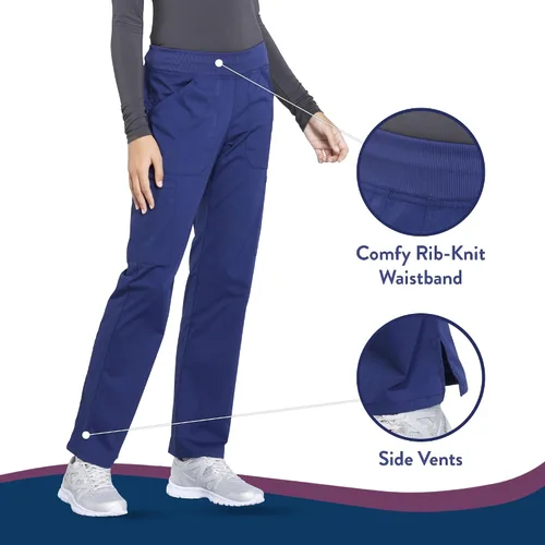 Vista 4 de Pantalones quirúrgicos Workwear Professionals para mujer, pantalón cargo sin cierre, elástico suave, WW170 Azul marino