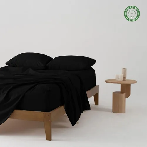Vista 2 de Juego de sábanas puro de 100% algodón orgánico certificado de 1000 hilos, juego de ropa de cama de 4 piezas, bolsillo extra profundo de 24 pulgadas