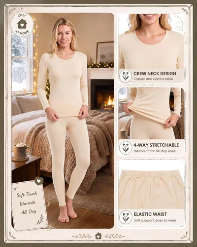 Vista 2 de Conjunto de 4 calzoncillos largos con forro polar para mujer