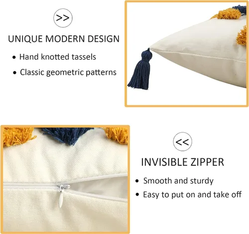 Vista 5 de Merrycolor - Fundas de almohada boho geométricas modernas con diamantes, almohadas decorativas boho, fundas de almohada de estilo arrojado y suaves