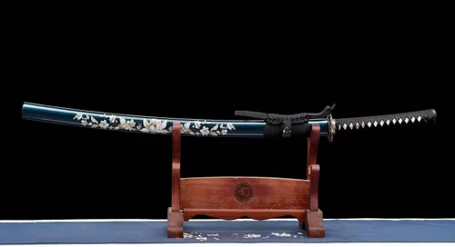 Vista 5 de Espada samurái funcional hecha a mano T10 arcilla de acero templada completa Tang Japón Katana