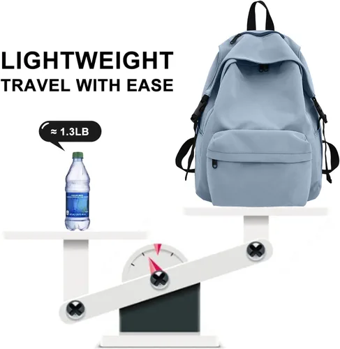 Vista 2 de Mochila escolar ligera para adolescentes y niñas, mochila de escuela secundaria para niños, escuela primaria, mochila para estudiantes, Azul