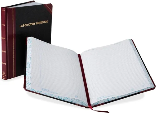 Vista 2 de Boorum & Pease Cuaderno de laboratorio, formato de registro de datos/laboratorio, cubierta negra/roja, (300) hojas de 10.38 x 8.13
