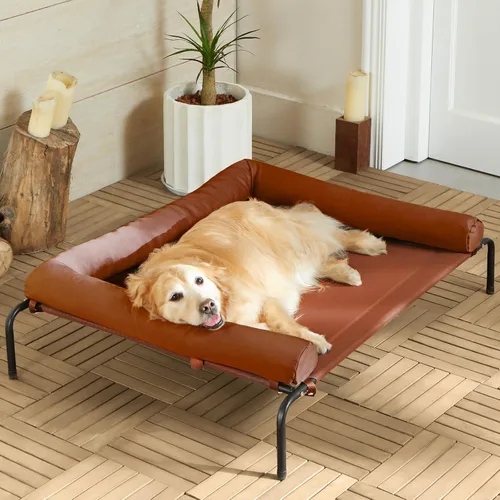 Vista 11 de Cama elevada refrescante para perros grandes – Cuna elevada impermeable con reposacabezas inclinado, malla Teslin transpirable, cama duradera