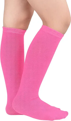 Vista 2 de American Trends Calcetines deportivos para niños y niñas, a rayas, hasta la rodilla, para fútbol, béisbol, sóftbol, para niñas pequeñas