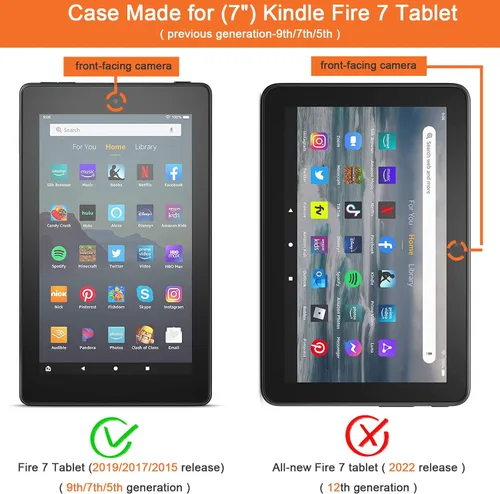 Vista 2 de Dteck - Funda para tablet Kindle Fire 7, funda protectora completa con función atril ajustable y función de encendido y apagado automático