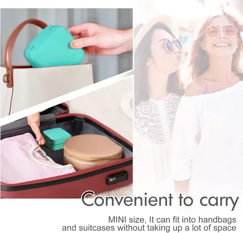 Vista 3 de Aoney Estuche de joyería de viaje, organizador de joyas pequeño, cajas de joyería para mujer, organizador de collares, bonita caja de joyería