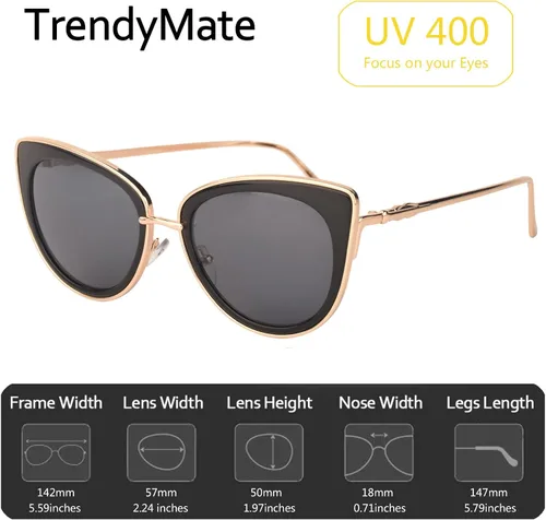 Vista 4 de Anteojos TrendyMate simétricos con forma de ojos de gato y marco metálico