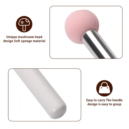Vista 7 de 6 esponjas de maquillaje para base, hongos, esponja con asa, corrector de polvo, aplicador, brocha para sombra de ojos para mujeres y niñas Rosa