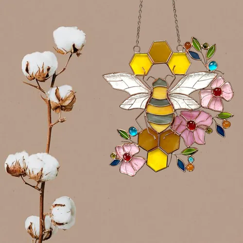 Vista 5 de Adorno de abeja, atrapasoles de vidrieras para ventanas, regalos para madres de Beelovers