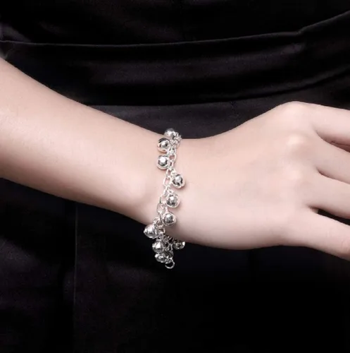 Vista 5 de LRGKMCWTOB 925 plata esterlina joyería de plata popular joyería de plata joyería de moda pulsera de cadena de campana ajustable pulsera señoras