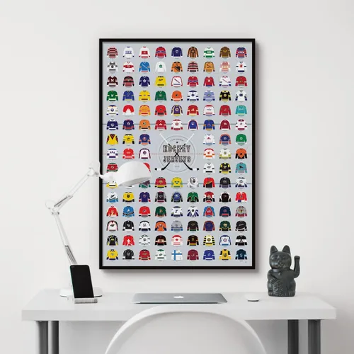 Vista 6 de Pop Chart Compendio visual de camisetas de hockey Póster artístico grande de 24 x 36 pulgadas Historia completa de la NHL y uniformes