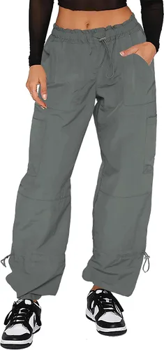 Vista 16 de DISCIPBUSH Pantalones cargo holgados para mujer, pantalones de paracaídas para mujer, pantalones rave, pantalones Y2K, trajes de festival para mujer