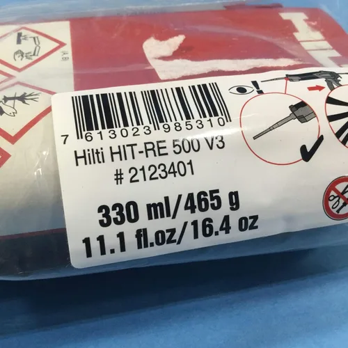 Vista 4 de Hilti Mortero Inyectable Epoxi Adh RE 500-V3 - Cartucho de 11.1 Oz - 2123401
