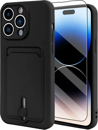 Vista 46 de MZELQ Cartera de TPU Compatible con Funda iPhone 12, Portarjetas Protección de Cámara Cubierta + Protector de Pantalla, Ranura Empujable para Niñas