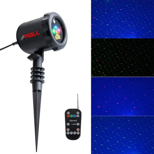 Vista 2 de LedMall láser con luces rojas y verdes y led azul con control remoto y luces de Navidad, para jardín y paisaje