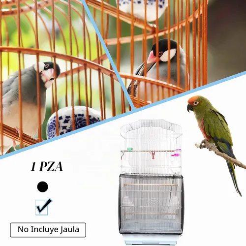 Vista 6 de Daoeny Funda universal para jaula de pájaros, red ajustable de nailon suave y aireado, atrapa semillas de plumas, falda transparente para jaulas