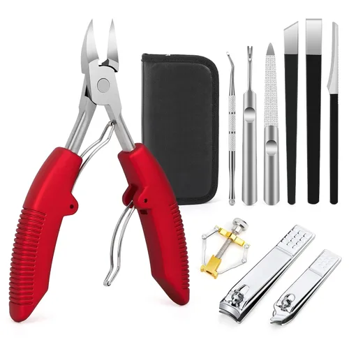 Vista 11 de Segbeauty Juego de cuchillos de pedicura de 9 piezas, juego de limas de pie de acero de manganeso con bolsa de almacenamiento, herramienta de hoja