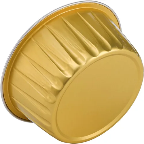 Vista 4 de DEAYOU Paquete de 100 moldes de papel de aluminio para hornear con tapas, moldes desechables de 5 onzas para magdalenas, moldes de papel de aluminio