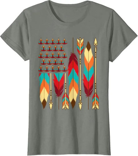 Vista 17 de Native American Bandera - Camiseta de veteranos indígenas del Mes del Orgullo, Negro, S