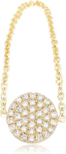 Vista 3 de Anillos de cadena geométricas con diamantes de oro de 14 quilates Tu elección de abalorios redondos o en forma de trébol