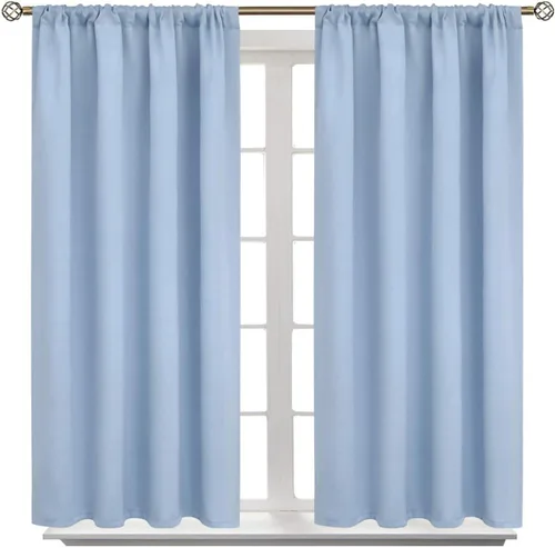 Vista 5 de KEMCO Cortinas opacas con pestaña trasera y bolsillo para barra, cortinas opacas con aislamiento térmico sólido para sala de estar, dormitorio