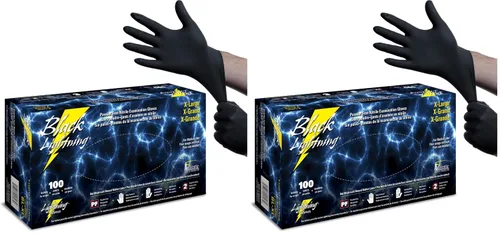 Vista 15 de Guantes de examen Atlantic Safety Products Black Lightning, desechables, guantes de nitrilo sin polvo, negros, pequeños, 100