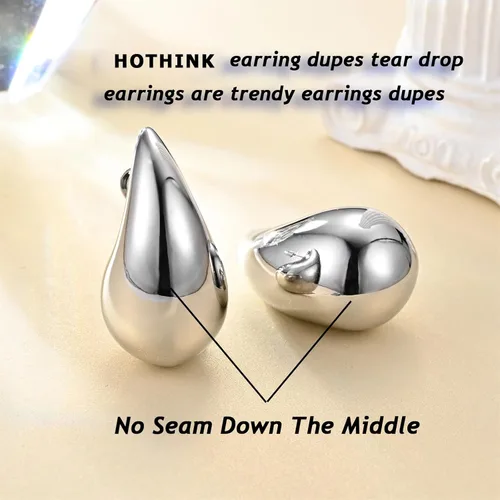 Vista 4 de Aretes de lágrima para mujer, aretes de aro de oro para mujer, aretes de plata para mujer, aretes de tuerca de moda