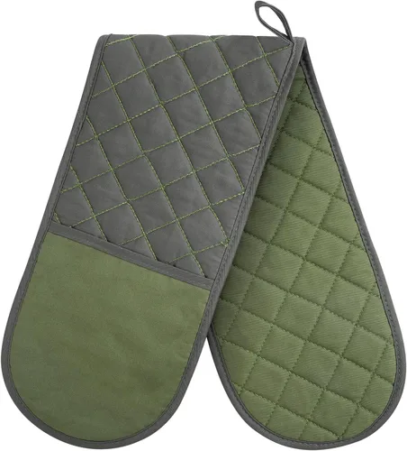 Vista 11 de AUAUY Guantes de horno y soportes para ollas Juego de 6 piezas, guantes de cocina resistentes al calor de 392°F y almohadillas térmicas Guantes
