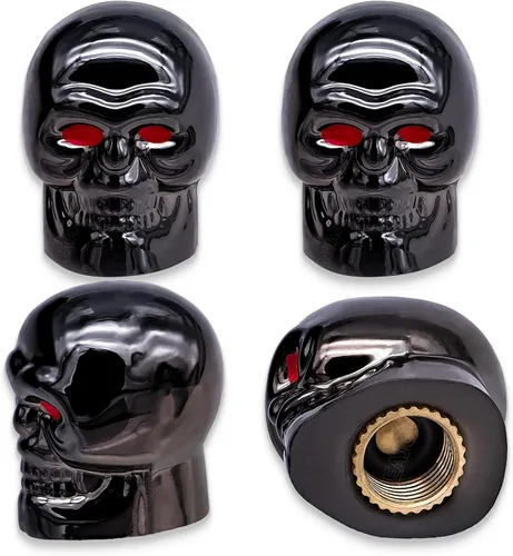 Vista 21 de 4 piezas de tapas de válvula de neumático estilo Cobra, forma de cabeza de serpiente, tapas universales de válvula de neumático con núcleo de cobre