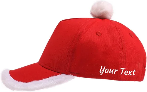 Vista 3 de Sombrero de béisbol de Papá Noel de Navidad, sombrero de disfraz de Papá Noel con pompón de piel mullida