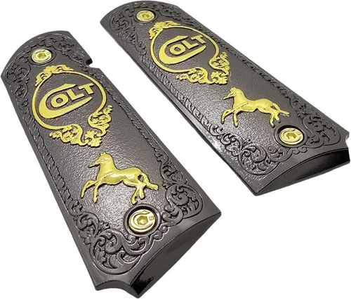Vista 4 de Tek_Tactical Nuevo COLT 1911 - Puños de tamaño completo, color negro y doradoF