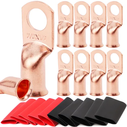 Vista 85 de TKDMR - Kit de 264 piezas de extremos de cable de batería, 132 piezas de terminales de anillo de lengüetas de cable de cobre resistentes AWG 8 6 4 2