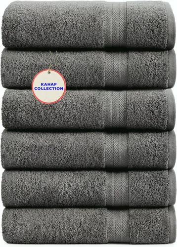 Vista 17 de KAHAF COLLECTION Paquete de 6 toallas de baño 100 % algodón, de 24 x 48 pulgadas, de secado rápido, altamente absorbentes, suaves al tacto