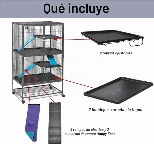 Vista 4 de Jaula para hurón MidWest Homes for Pets, modelo Deluxe Ferret Nation, Nación Hurón, Platino/Gris
