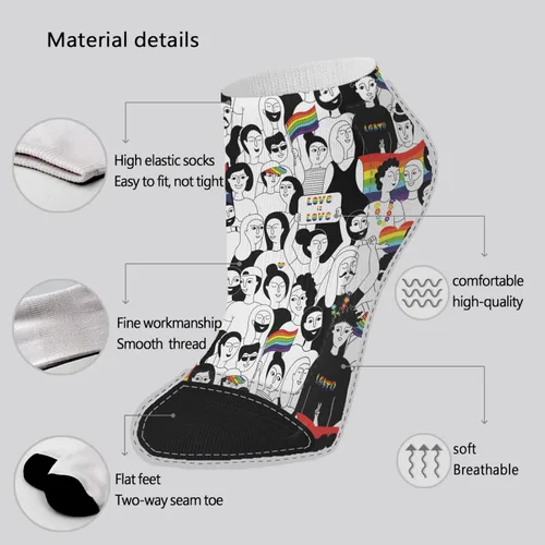 Vista 6 de devor Ankle Socks for Women Crew Sock Women's Athletic Sock Funny Love is love LGBTQ Socks