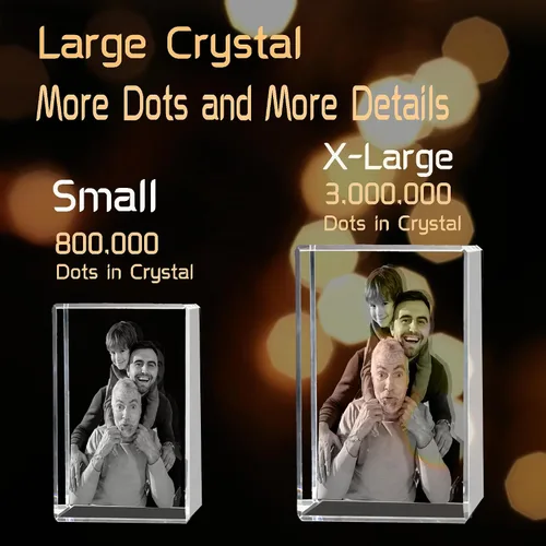Vista 3 de Foto de cristal 3D personalizada con foto 3D grabada en 3D, regalo de imagen grabada con láser 3D con foto para mamá, papá, niños, regalo de Navidad