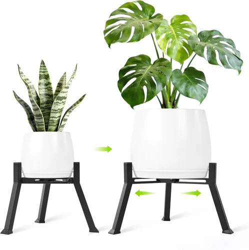 Vista 10 de Soporte de metal para plantas para interiores y exteriores, soporte de metal antioxidante, soportes de esquina estables para macetas de 5.9 a 8.7