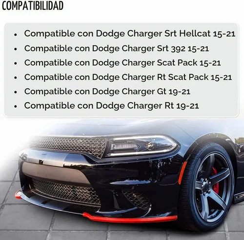 Vista 4 de Protector Divisor de Labio de Parachoques Delantero para Dodge Charger 2015-2023 Hellcat/SRT 39 /Scat Pack/RT Scat Pack/GT/RT No para Plus, Widebody