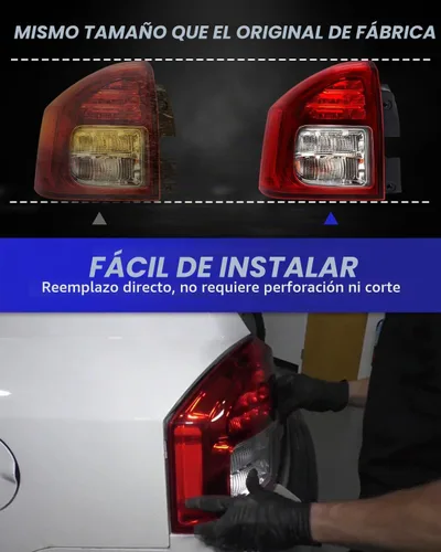 Vista 5 de AUTOONE - Para 2014 2015 2016 2017 Jeep Compass luces traseras de fábrica con bombillas, lado del conductor (LH)